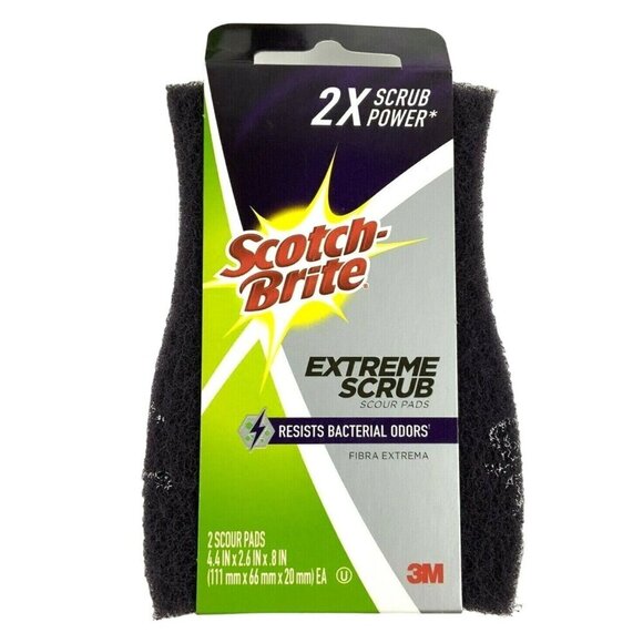 2 Pack Scotch-Brite Extreme Scrub Pads Resists Bacterial Odors by 3M - Picture 3 of 4